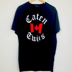 DSQUARED2 Caten Twins Canadian flag black short sleeve tee shirt. XL